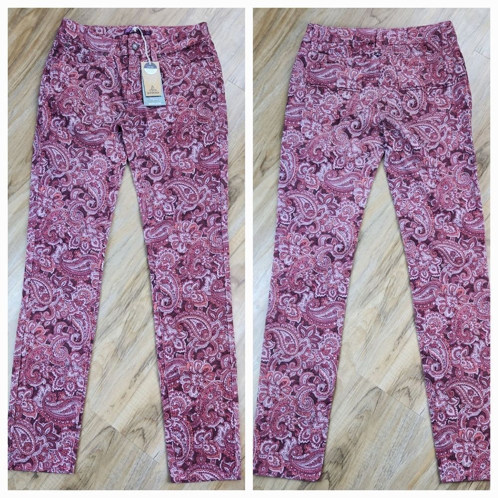 ☔️🔸️NWT Prana Rhubarb Paisley Trinity Corduroy Jeans Size 4 - Picture 3 of 15